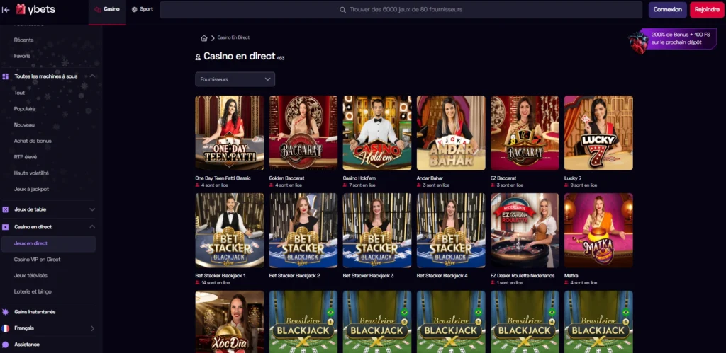 casino en direct ybets